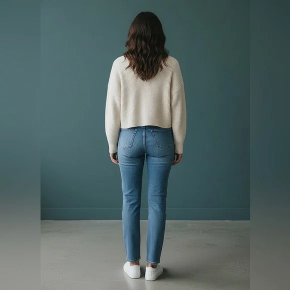 Forever 21 Lace Up V-Neck Sweater Chunky Knit Pullover Sweater Ivory color Sz S - Picture 7 of 10